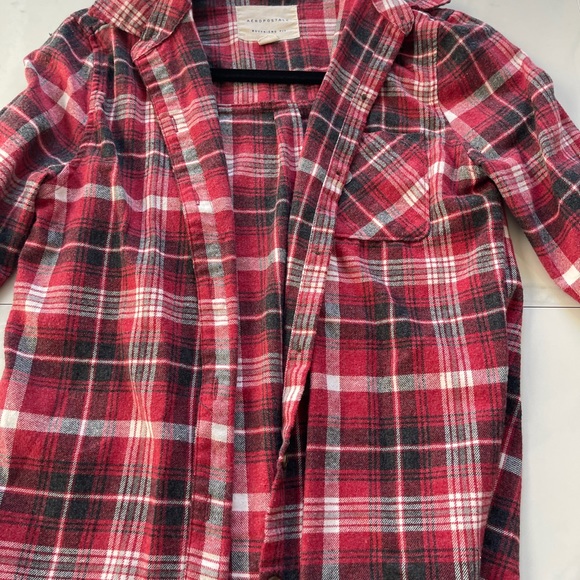 Tops - Plaid flannel red black
